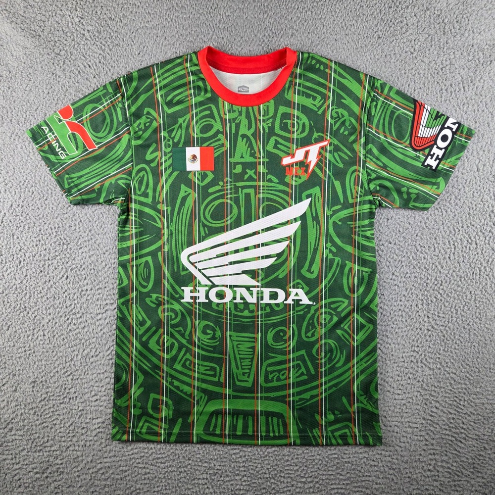 Honda JT Racing Jersey Mens Medium Green Aztec Mexico Motocross Shirt 26 M